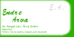 endre arva business card